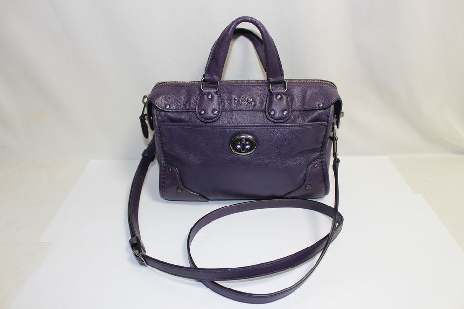 半田店 中古 COACH 2WAY バッグ ハンドバッグ ショルダーバッグ ミニボストンバッグ レザー パープル系 紫 33690 レディースバッグ コーチ USED品 買取させて頂きました。