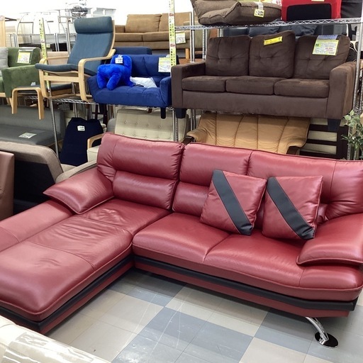 🛋️ニトリ🛋️NITORI🛋️カウチソファ🛋️L字ソファ🛋️コーナーソファー🛋️3人様🛋️本革🛋️ロゾ🛋️定価169900円🛋️赤🛋️ワインレッド🛋️をお買取りさせていただきました。