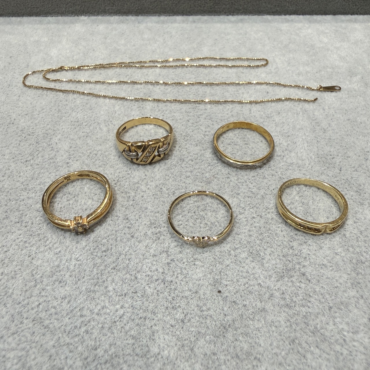 18金ダイヤ付指輪・ネックレス、K18pt900コンビリング買取金額ご紹介！