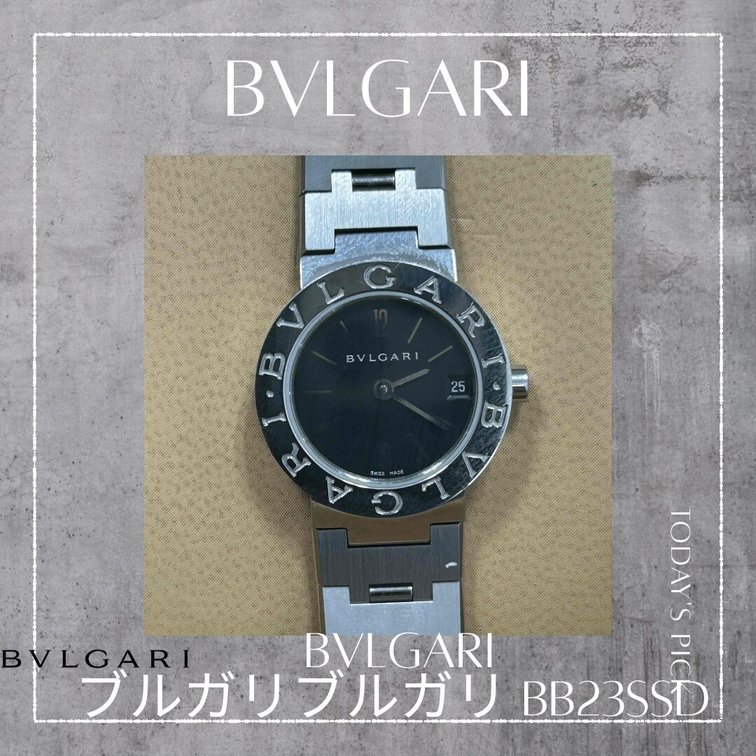 BVLGARI ブルガリ・ブルガリ BB23SSD QZ ブラック文字盤 デイト レディース腕時計
