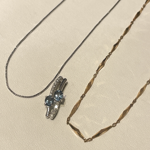 K18切子ネックレス・K14 ネックレス・K18WGペンダントトップ0.62ct/メレダイヤ0.15ct 静岡市 貴金属買取