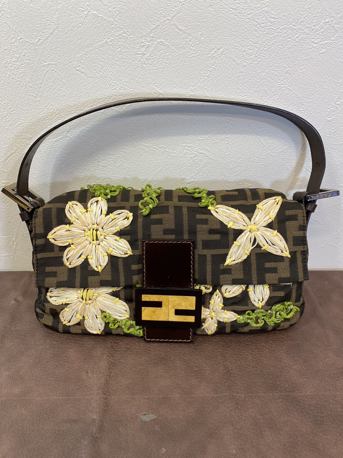 美品 フェンディ シルク アメジスト金具 マンマ バケット ハンドバッグ ブルー FENDI 美品 FENDI マンマバケット ハンドバッグ コットン ジャージ ブラック