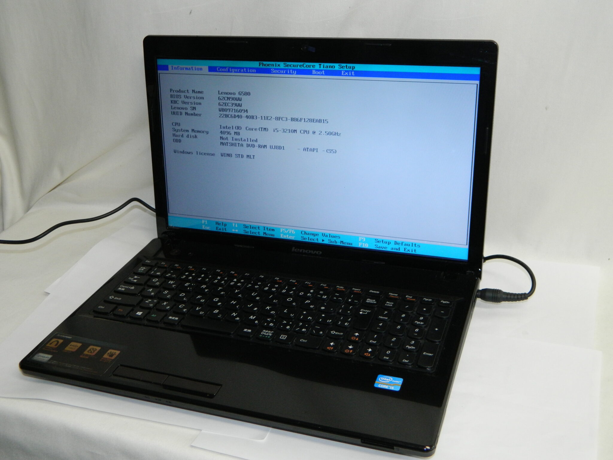 半田店 ジャンク品 lenovo G580 2689 Windows8 15.6ワイド 液晶