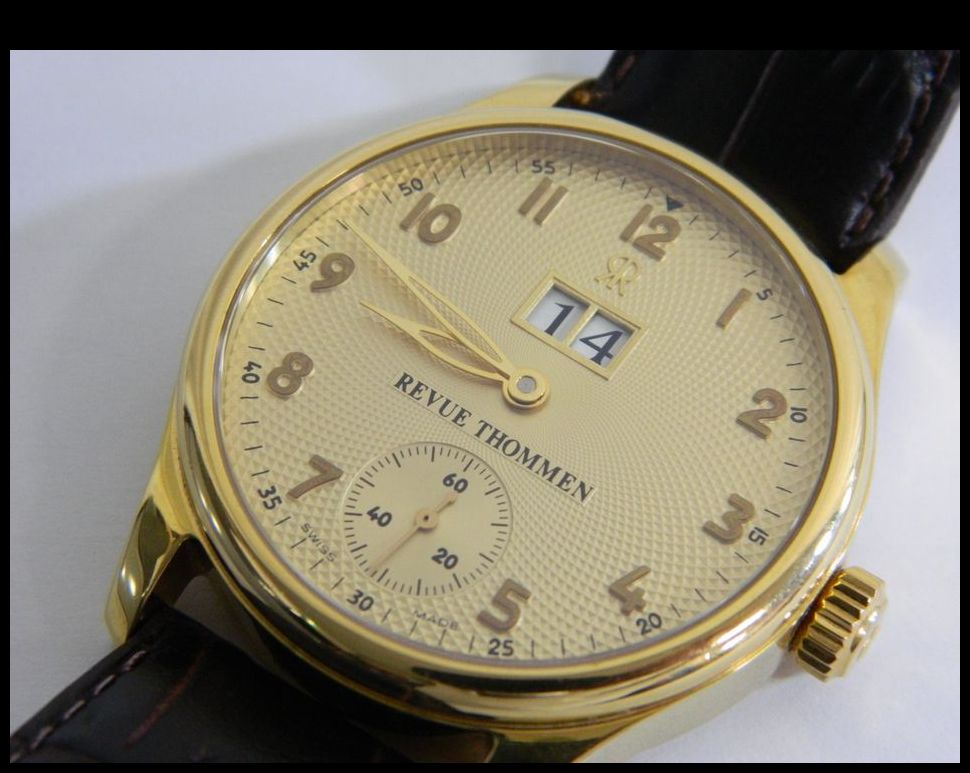 半田店 動作品 REVUE THOMMEN メンズ 腕時計 16060.3 3針 デイト 裏