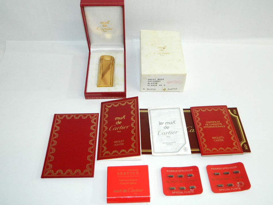 Cartier カルティエ ゴールド ガス ライター 箱 ギャランティー 説明書 