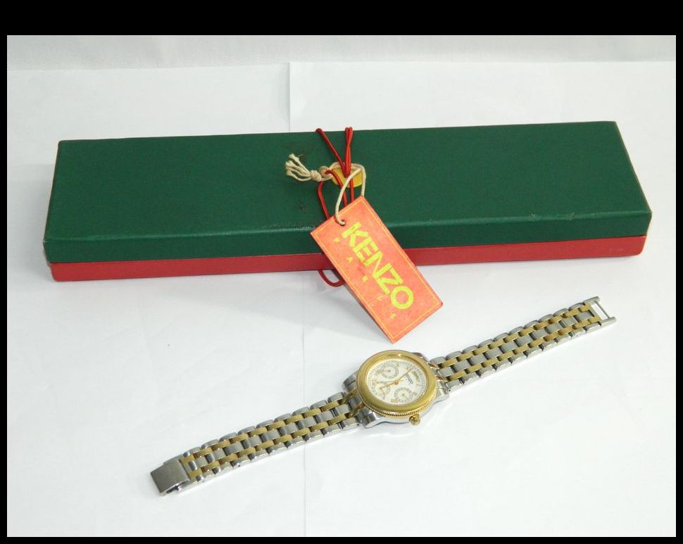 半田店 動作品 KENZO メンズ 腕時計 KN-2508 クロノグラフ 3針 デイト 