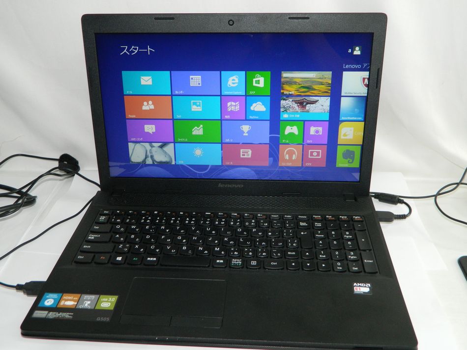 半田店 lenovo G505 20240 Windows8 AMD E1-2100 APU 1GHz 15.6インチ 