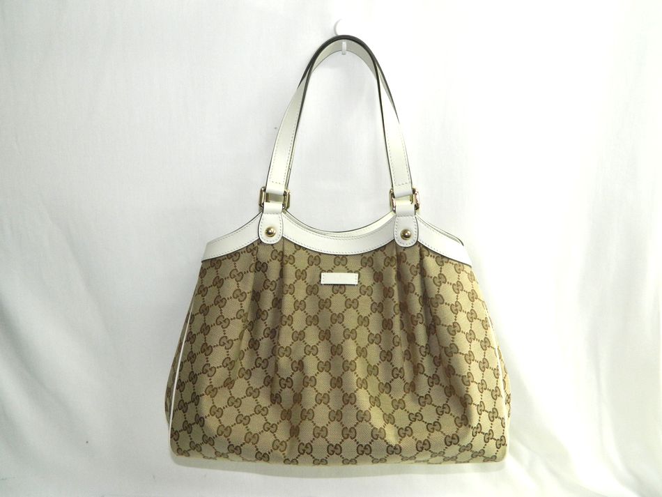 美品 GUCCI グッチ GG キャンバス トートバッグ レザー ハンドバッグ GUCCI グッチ トートバッグ GG柄 211134 GGスプリーム レザー