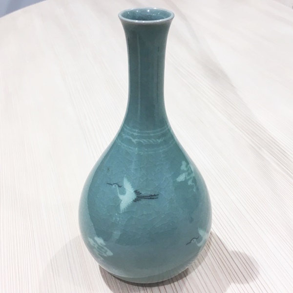 花瓶】韓国人間文化財 柳海剛・作 高麗青磁 （都屋】23 柳海剛作