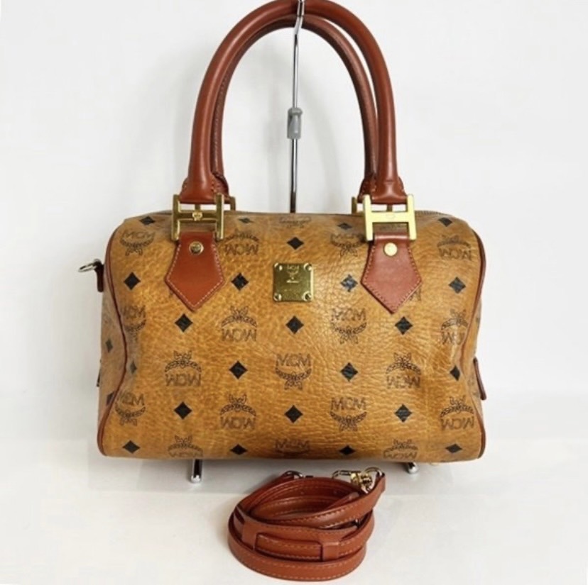 1円 MCM エムシーエム ヴィセトス柄 レザー 2WAY ハンドバッグ