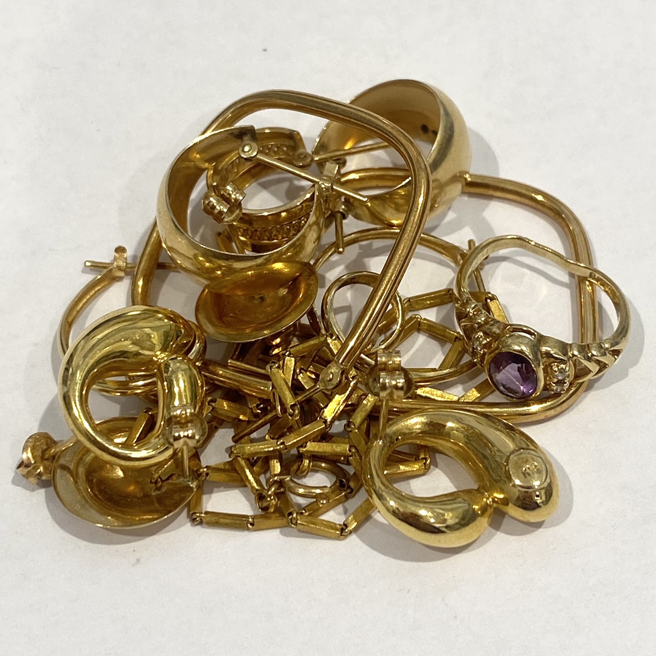 K18 金の破損ネックレス 変形リング ピアス等をまとめてお買い取り 