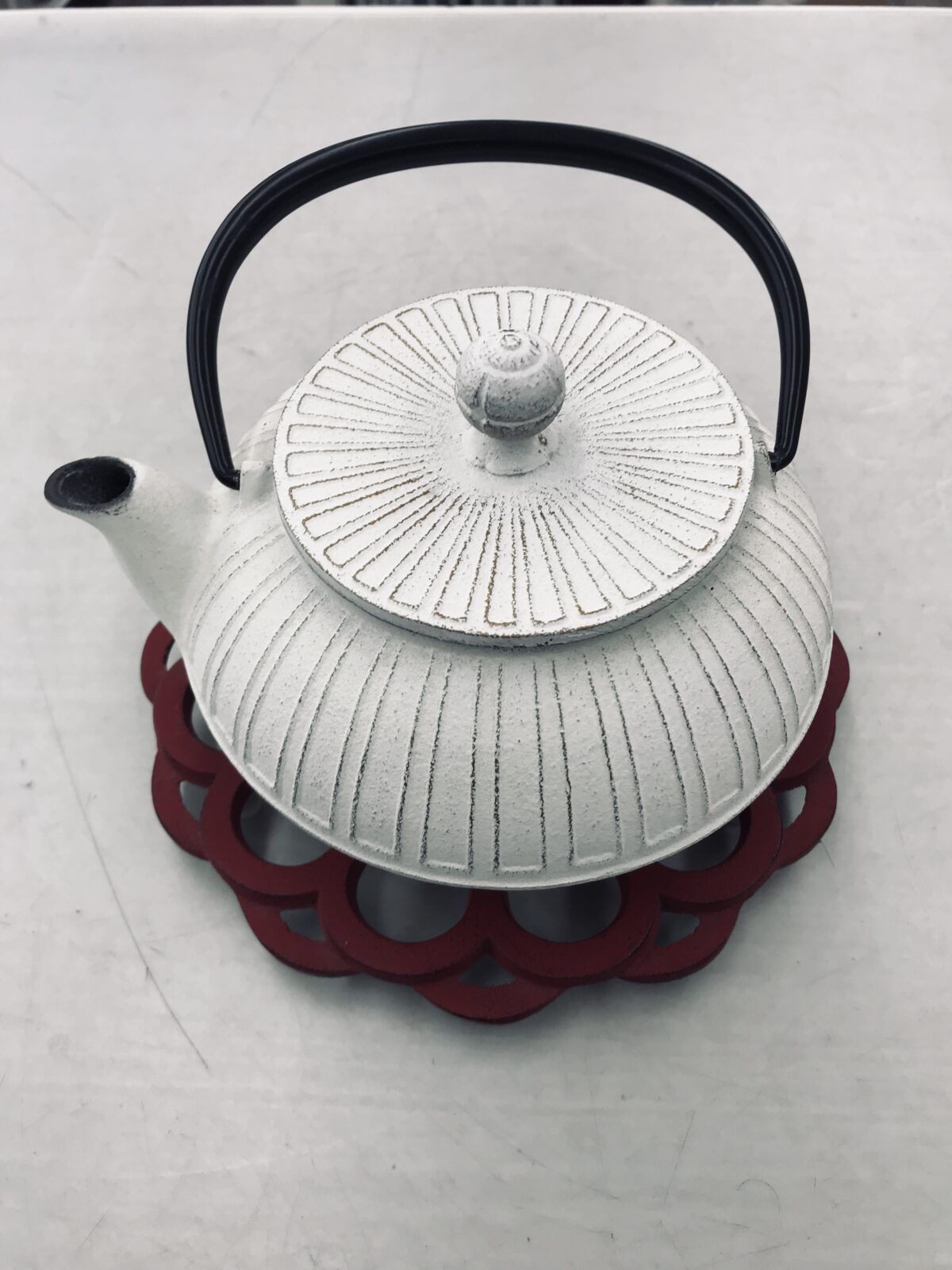 南部鉄器 アンシャンテジャポン 岩鋳　カラーポット ピンク 急須 アンシャンテジャポン カラーポット ポット敷 2点セット 南部