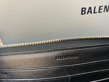 メンズ長財布 BALENCIAGA バレンシアガ 黒ラウンドファスナー 箱